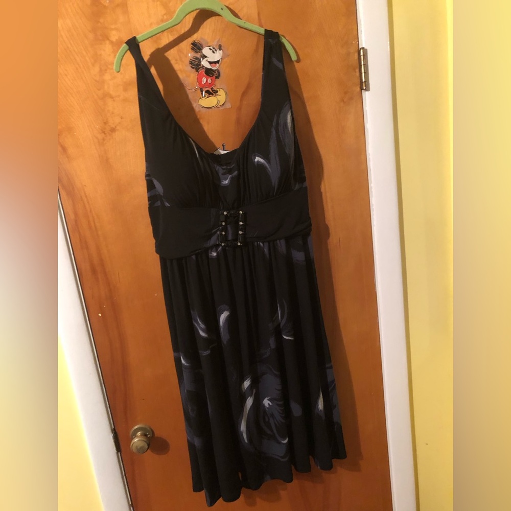 Semi formal/casual halter type black dress with flowers 24w